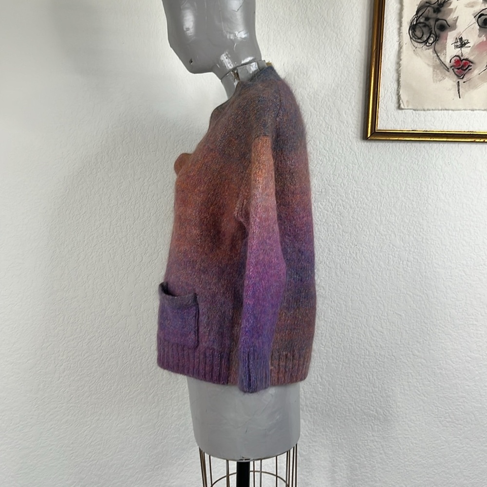 Re/Done 90s V Neck Space Dye Knit Cardigan Button Front Ombre - Picture 5 of 9